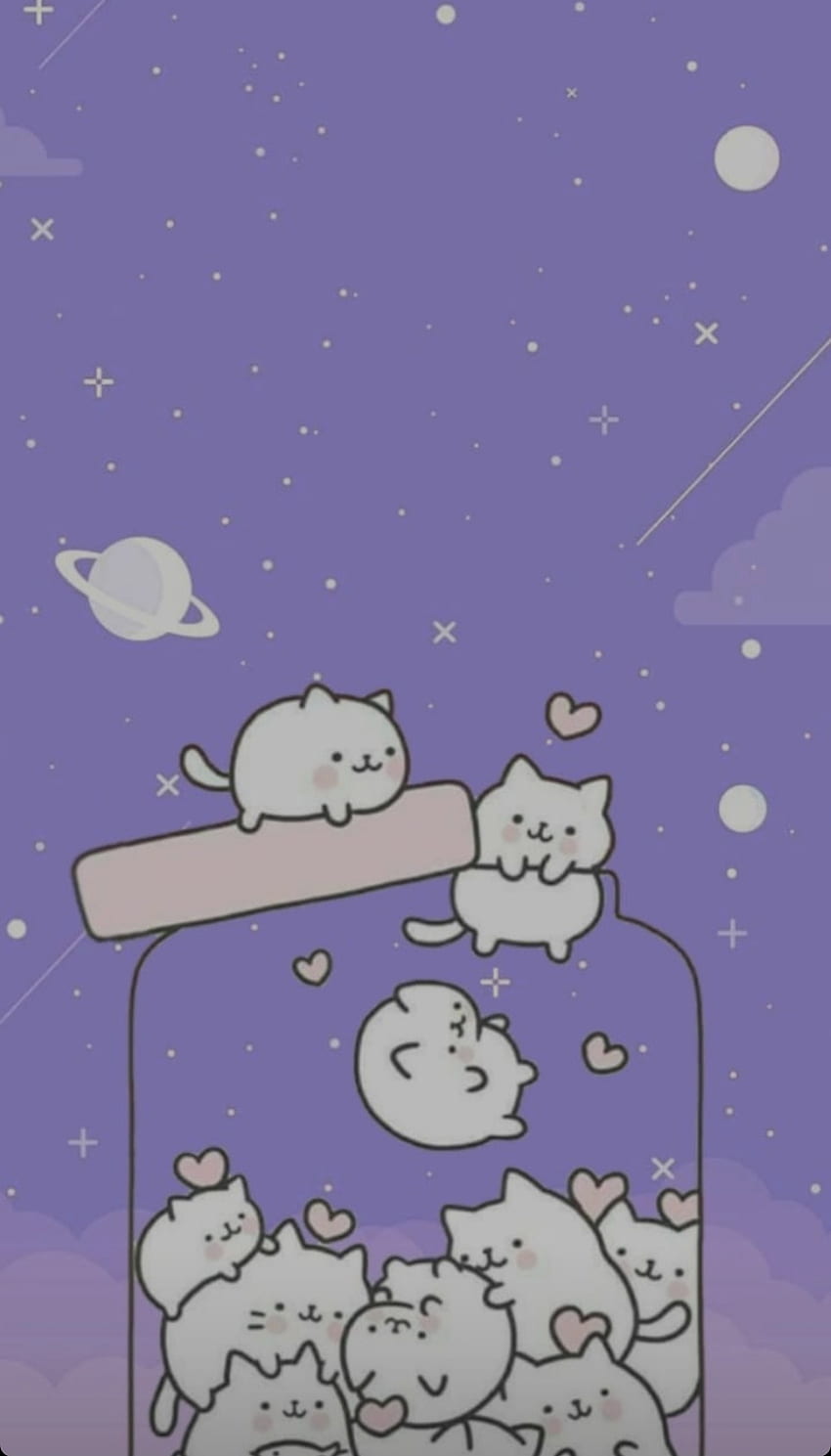 Gatitos tiernos, animales, Gato, ilustración, rosado, cute wallpaper ponsel HD