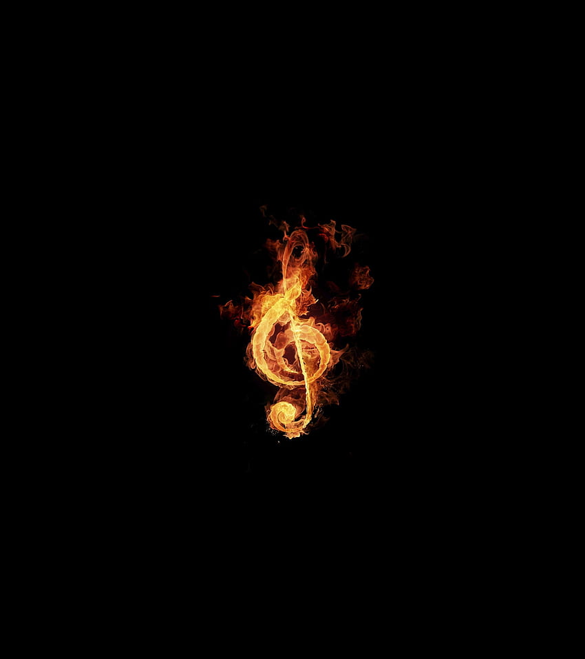 Fire, treble clef, music HD phone wallpaper
