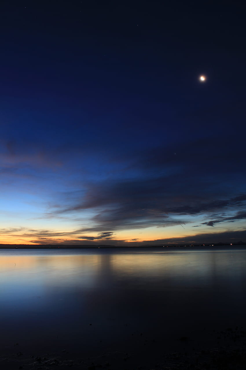 Landscape, Twilight, Horizon, Lake, Dark, Dusk HD phone wallpaper