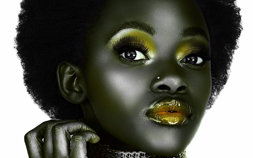 donne modelli persone piercing dorati trucco afro volti di occhi africani, Black Girl Afro Sfondo HD