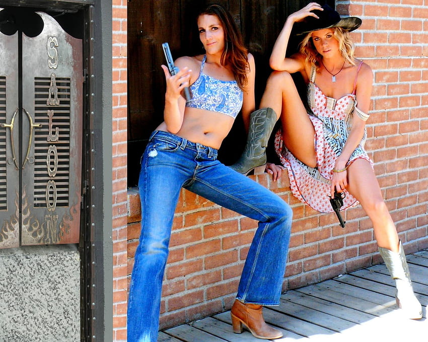 Cowgirls With Guns, стил, родео, забавление, град, оръжия, салони, известни, cowgirls, мода, ранчо, модели, ботуши, уестърн, шапки, жени HD тапет