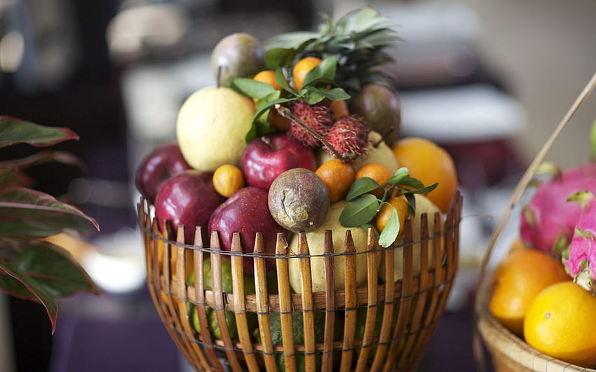 Buah-buahan, Makanan, Keranjang, Selera Wallpaper HD