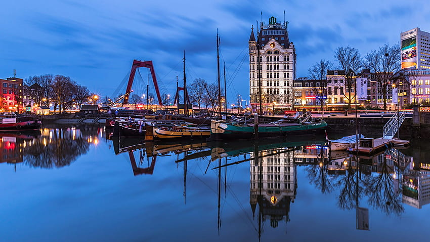 Rotterdam Niederlande Riverboat-Fluss HD-Hintergrundbild