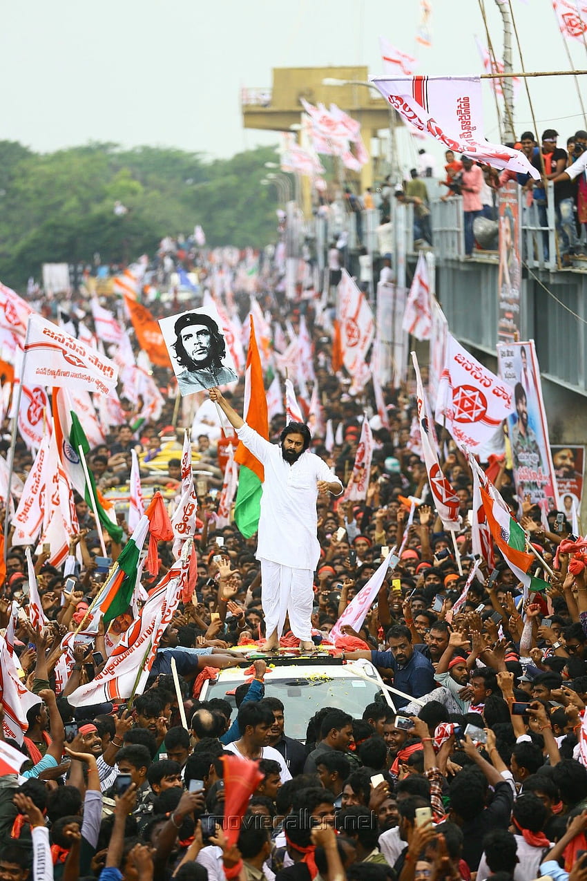 Pawan Kalyan Janasena Kavathu Dowleswaram Barrage Rajahmundry, JanaSena Party HD-Handy-Hintergrundbild