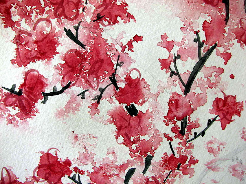 Sztuka kwiatu wiśni, czerwona Sakura Tapeta HD