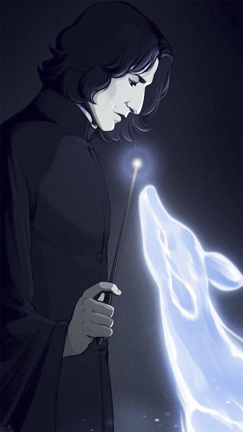 Картина на Snape Producing Expecto Patronum Charm Хари Потър Черен фон през 2020 г. Хари Потър, Хари Потър, Телефон на Хари Потър, Патронус HD тапет за телефон