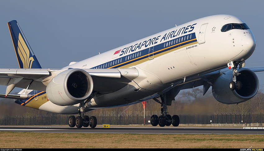 9V SMD Singapore Airlines Airbus A350 900 in Manchester HD-Hintergrundbild