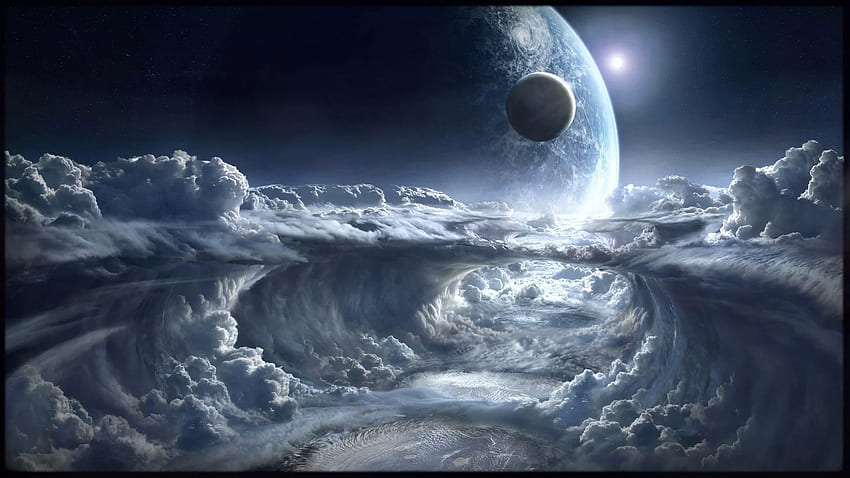 Fiksi Ilmiah Planet Fiksi Ilmiah Weltraum Wolke Blau . Weltraum, Landschaft Tapete, Hintergrundbild Weltraum Wallpaper HD