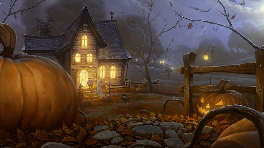 Preview halloween, holiday, night, home, light, pumpkin, lantern jack HD wallpaper