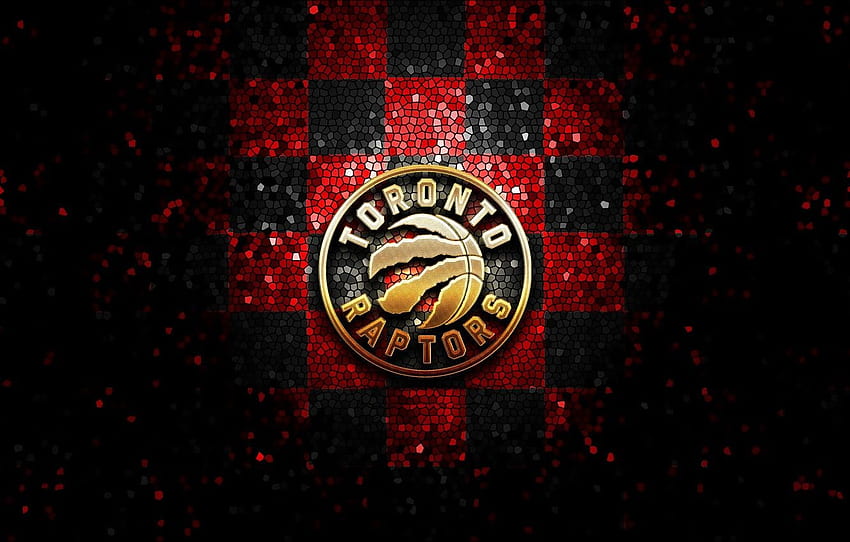 esporte, logotipo, basquete, NBA, Toronto Raptors, brilho, xadrez para , seção спорт, Toronto Raptors papel de parede HD