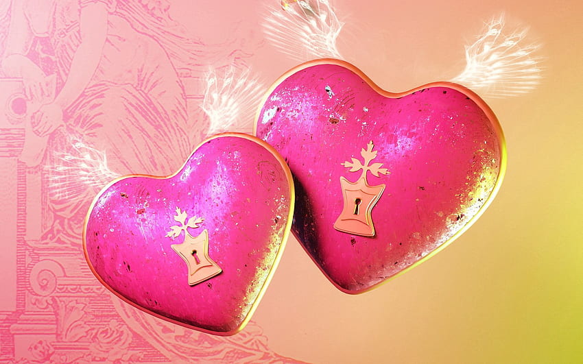 สีชมพู ความรัก ปัจจุบัน ของขวัญ หัวใจ วอลล์เปเปอร์ HD