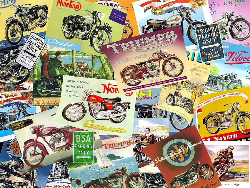 Gallery - Old School Motorcycles - Old_Bikes_Collage HD wallpaper