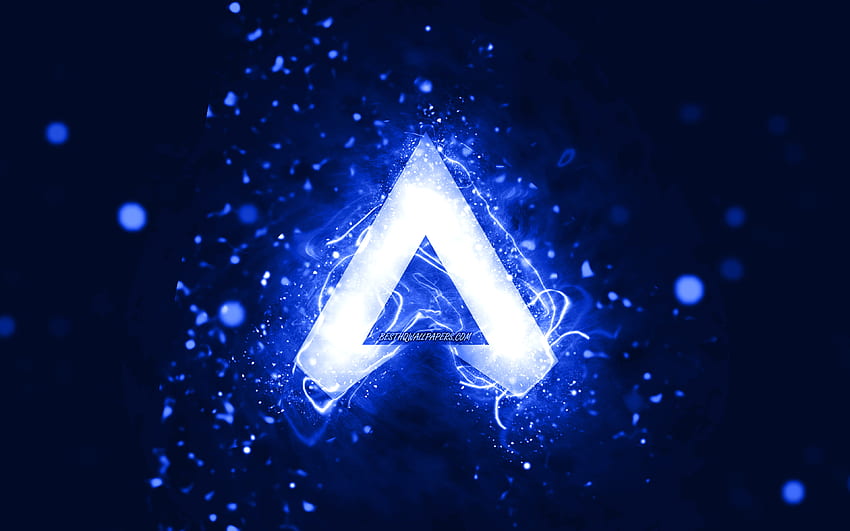 Logo bleu foncé Apex Legends, néons bleu foncé, créatif, fond abstrait bleu foncé, logo Apex Legends, marques de jeux, Apex Legends Fond d'écran HD