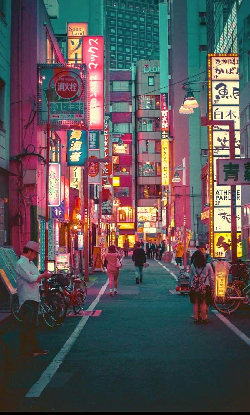 Estética de rua do Japão, vida noturna no Japão Papel de parede de celular HD