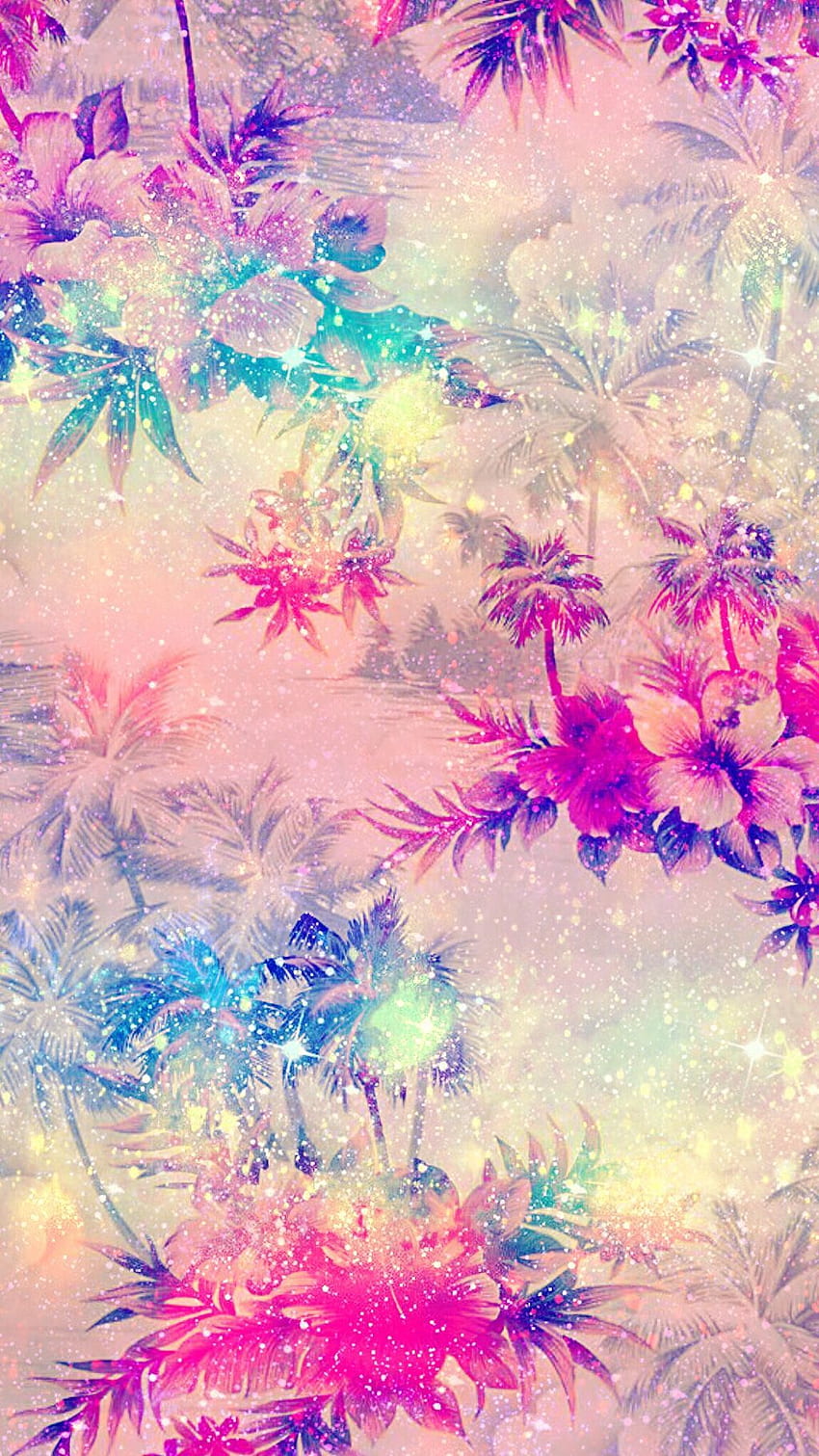 toedit glitter sparkle flowers tropical summer patt, Pastel Glitter HD phone wallpaper
