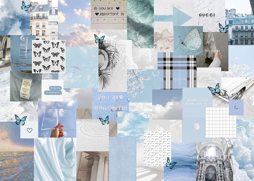 Collage Aesthetic Laptop Aesthetic Blue Collage HD wallpaper  Pxfuel