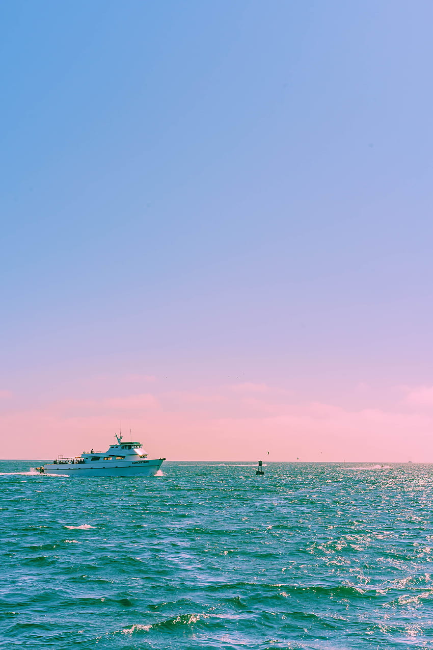 Natur, Meer, Wellen, Horizont, Schiff, Pastell HD-Handy-Hintergrundbild