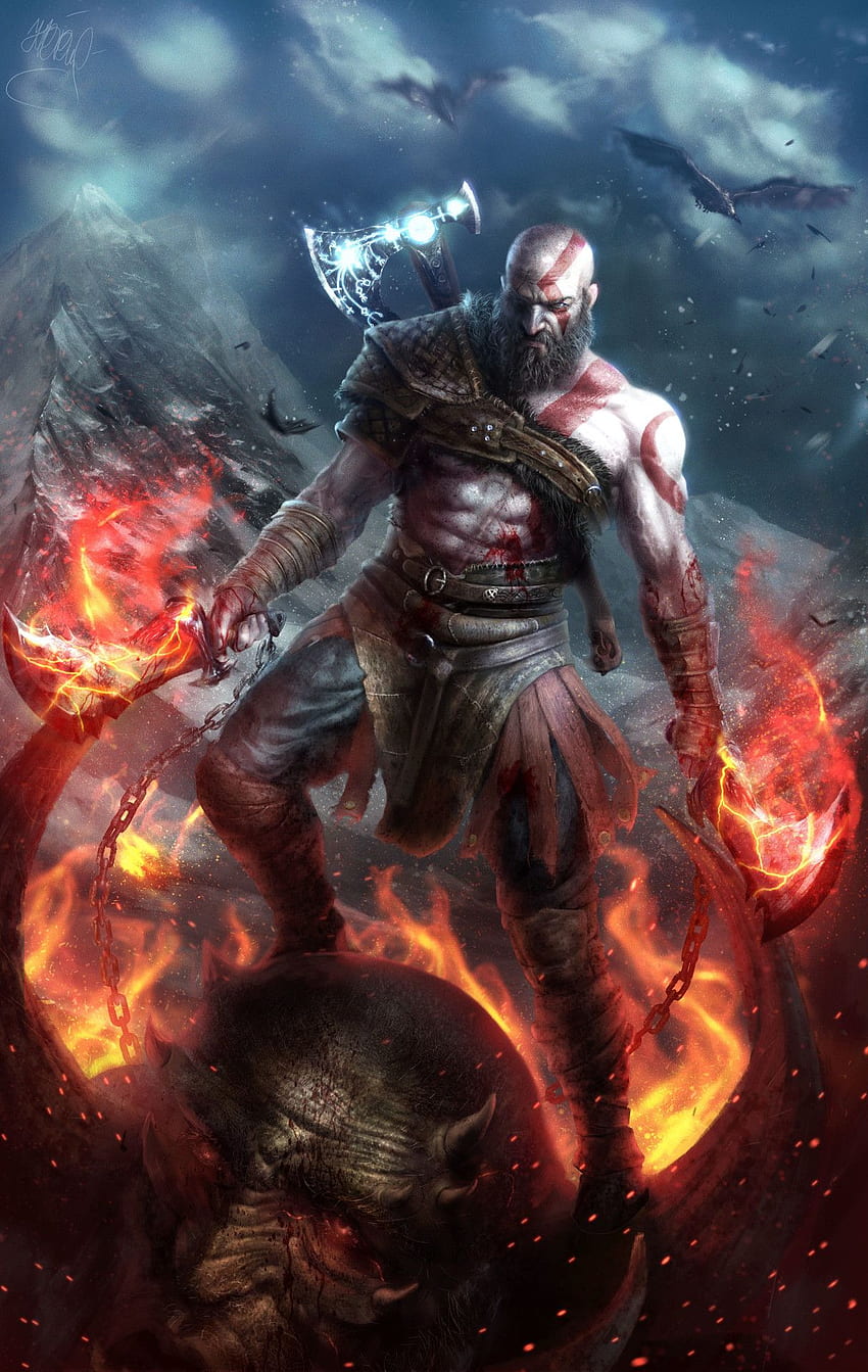 God Of War s, Vieux Kratos Fond d'écran de téléphone HD