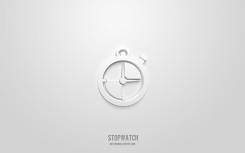 Stopwatch 3d icon, white background, 3d symbols, Stopwatch, business icons, 3d icons, Stopwatch sign, business 3d icons HD wallpaper