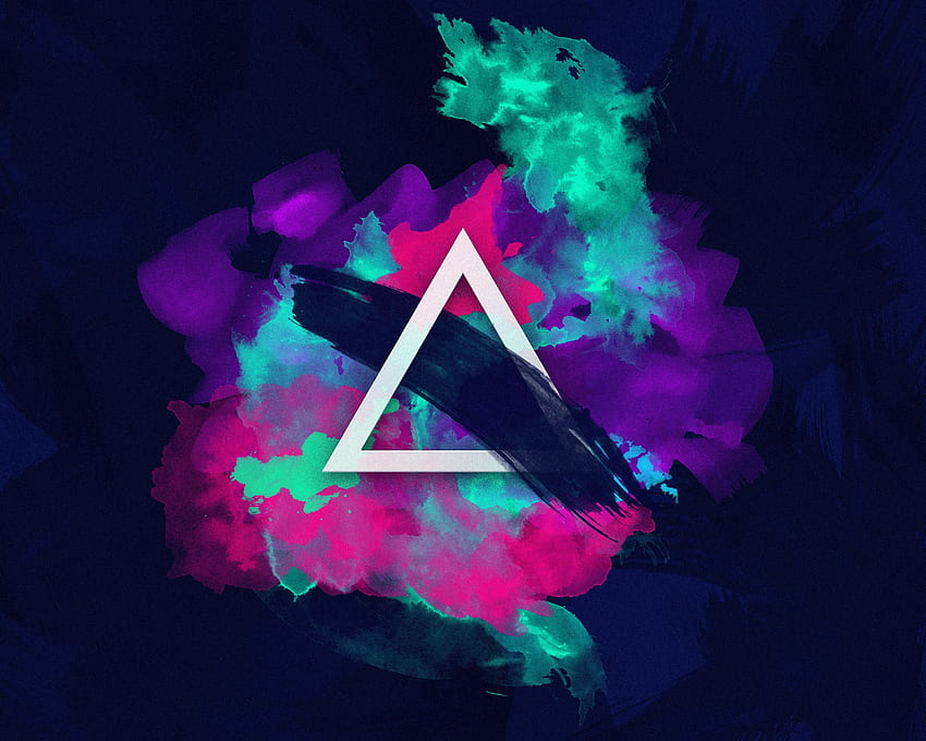 Triangle, color splashes, abstract HD wallpaper