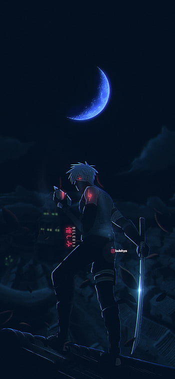 Kakashi, naruto, electric blue, HD phone wallpaper