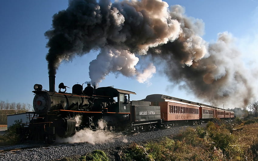 Treno, ferrovia, antico, vapore Sfondo HD