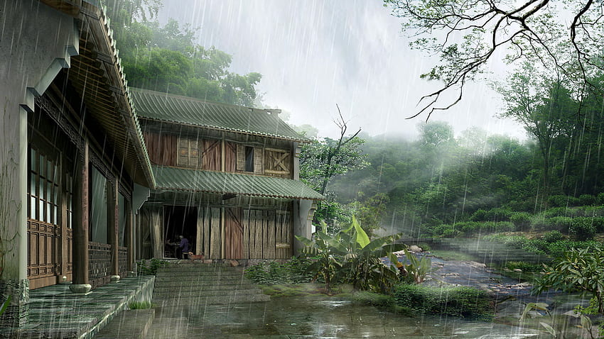 House Id - Rainy Nature - - teahub.io, Rain Village HD wallpaper