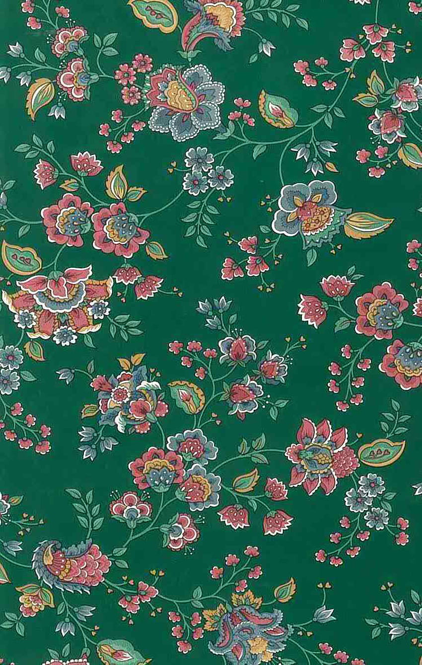 Verde Floral Paisley Vintage Rosa Rosa YM7061 Rolos Duplos para venda online, Colorido Vintage Papel de parede de celular HD