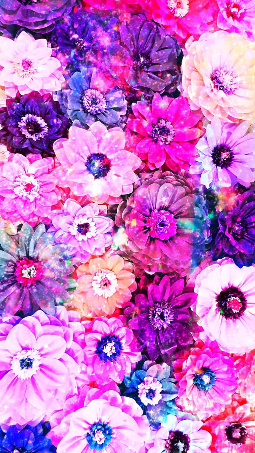 Bonitas flores Galaxy 3D, hechas por mí fondo de pantalla del teléfono