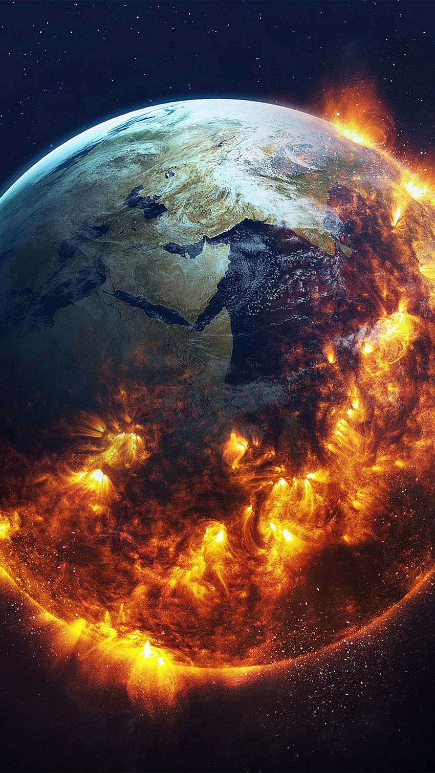 Earth space fire iPhone 8 HD phone wallpaper | Pxfuel