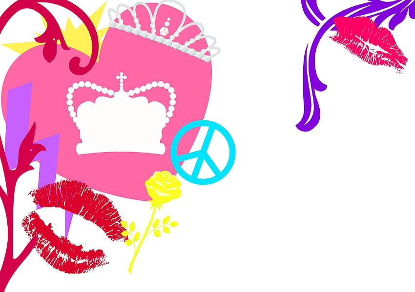 Glam, rose, crown, peace, heart HD wallpaper