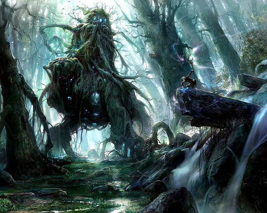 Titán, magia, criatura, bosque. fondo de pantalla