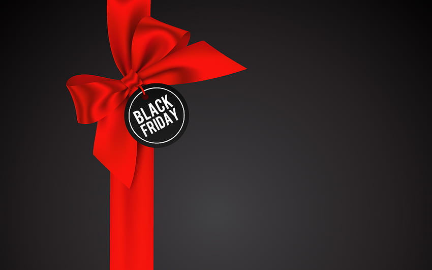 Черен петък, , червена копринена панделка, фон на разпродажба, червена копринена панделка, елементи на черния петък, 26 ноември 2021 г., фон на Черен петък HD тапет