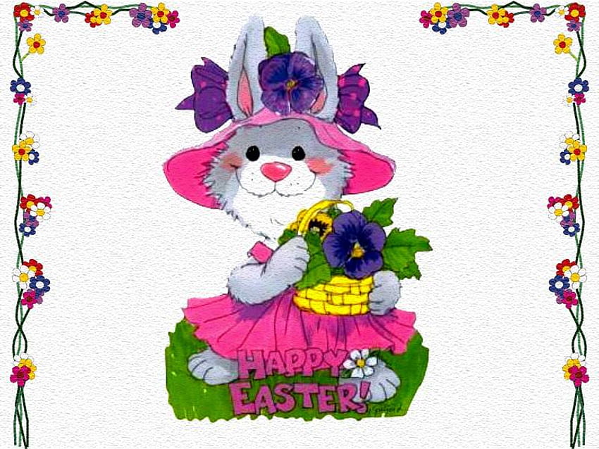 EASTER GREETINGS, bunny, gray, easter, greetings HD wallpaper