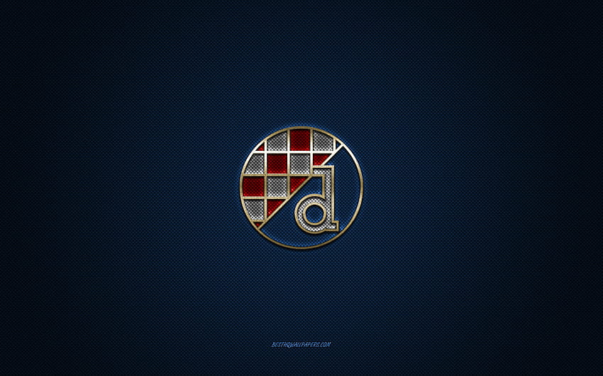 GNK Dinamo Zagrzeb, chorwacki klub piłkarski, srebrne logo, szare tło z włókna węglowego, Prva HNL, piłka nożna, Zagrzeb, Chorwacja, logo GNK Dinamo Zagrzeb Tapeta HD