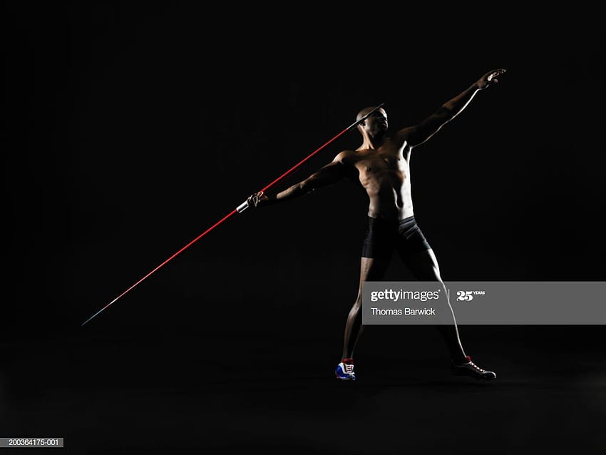 Young Man Preparing To Throw Javelin Side View High Res Stock, Javelin Thrower HD wallpaper