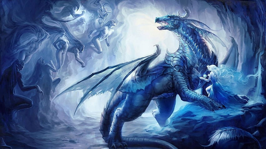Dragon fantasy girl blue color princess wings soul . . 628203 HD wallpaper