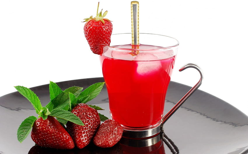 Strawberry Drink, Strawberry, fruit, juice, Drink HD wallpaper