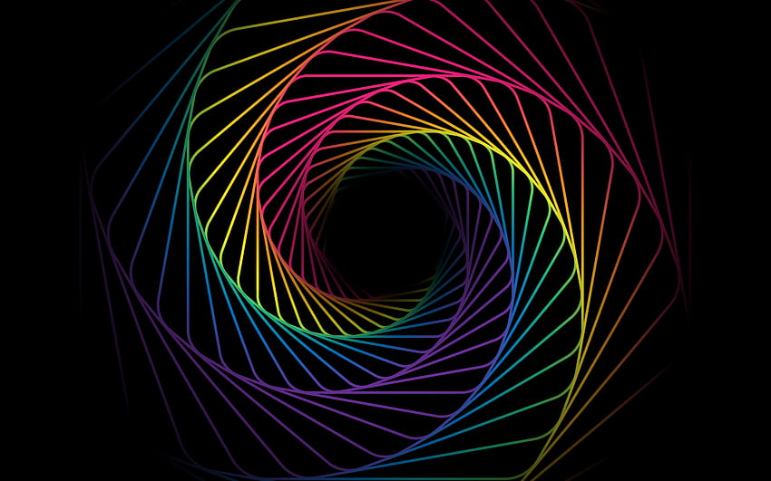 Cosmic , Rainbow, Swirl, Spiral, Black background, Multicolor, Abstract HD wallpaper