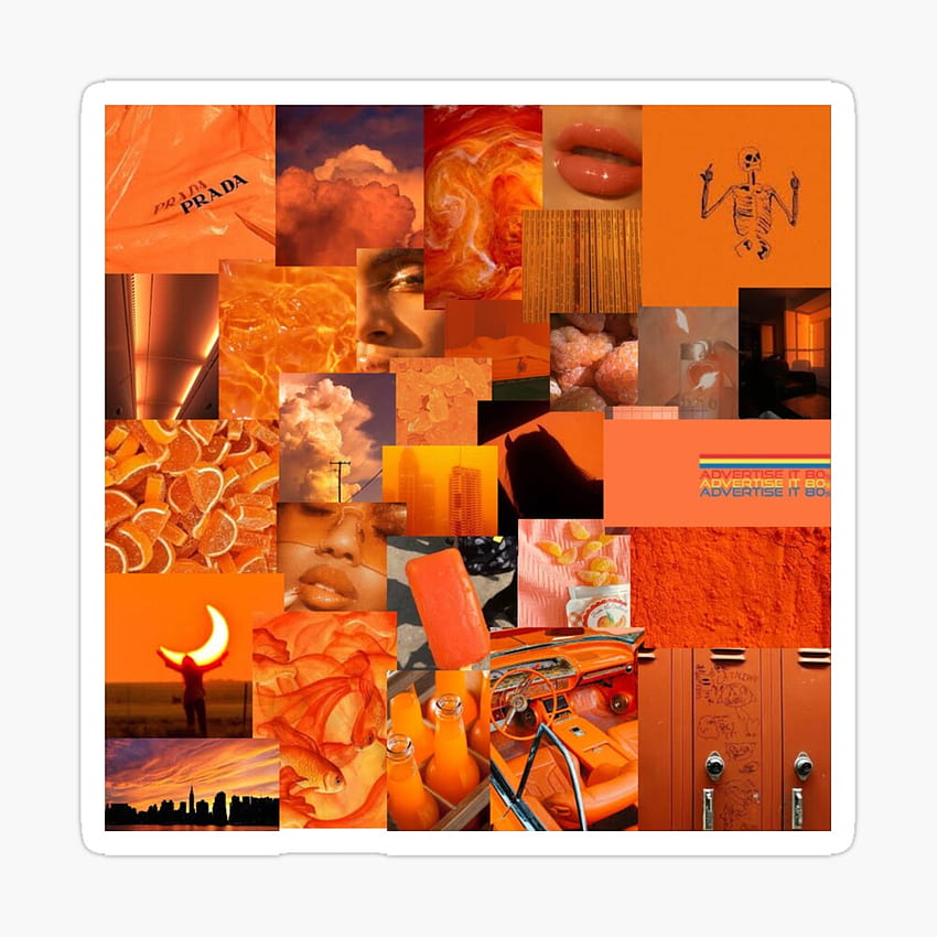 ネオン オレンジの美的コラージュ スパイラル ノート HD電話の壁紙