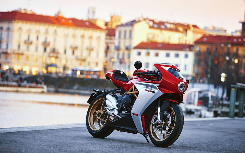 2021, MV Agusta Superveloce 800, front view, exterior, sport bike, new red and white Superveloce 800, Italian sport bikes, MV Agusta HD wallpaper