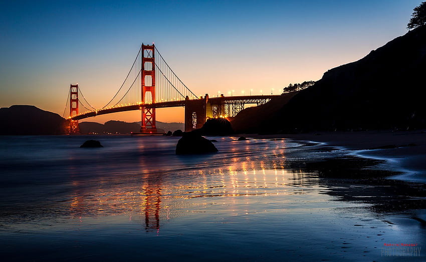 Noche San skyline california USA bay sea bridges, Bay Area fondo de pantalla