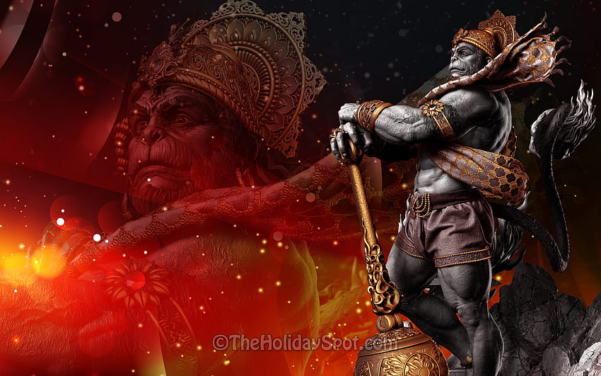 Download Hanuman In Red 4k Hd Wallpaper | Wallpapers.com