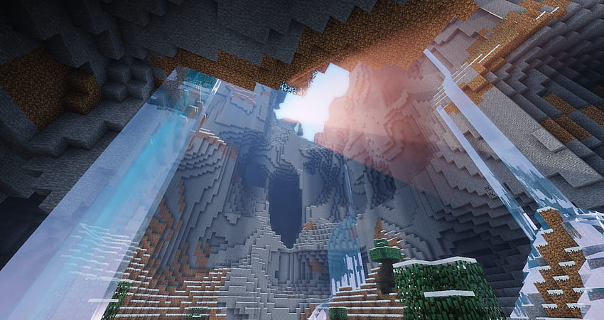 Schermata inquadratura dal basso della caverna dei videogiochi di Minecraft Nature - Risoluzione: Sfondo HD