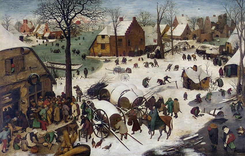 ベルギー、ピーター・ブリューゲル長老、オランダの画家、ピーター、ベツレヘムのクリスマス 高画質の壁紙