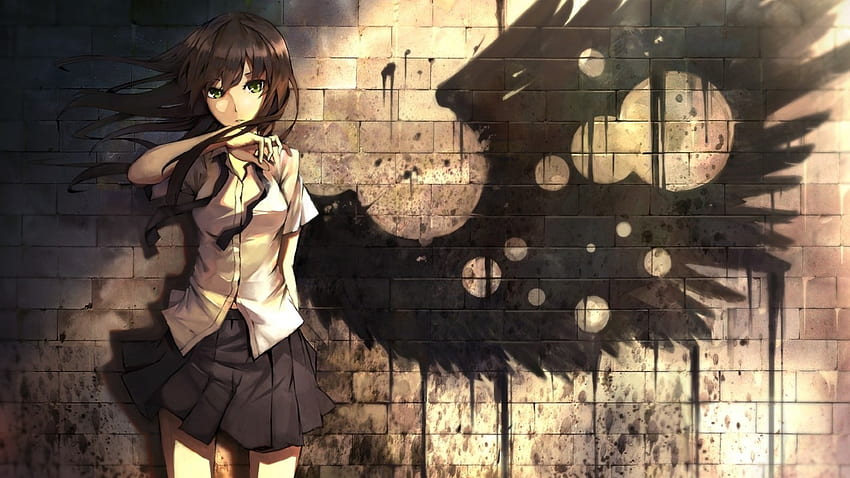 Fallen Angel, wings, angel, girl, anime HD wallpaper