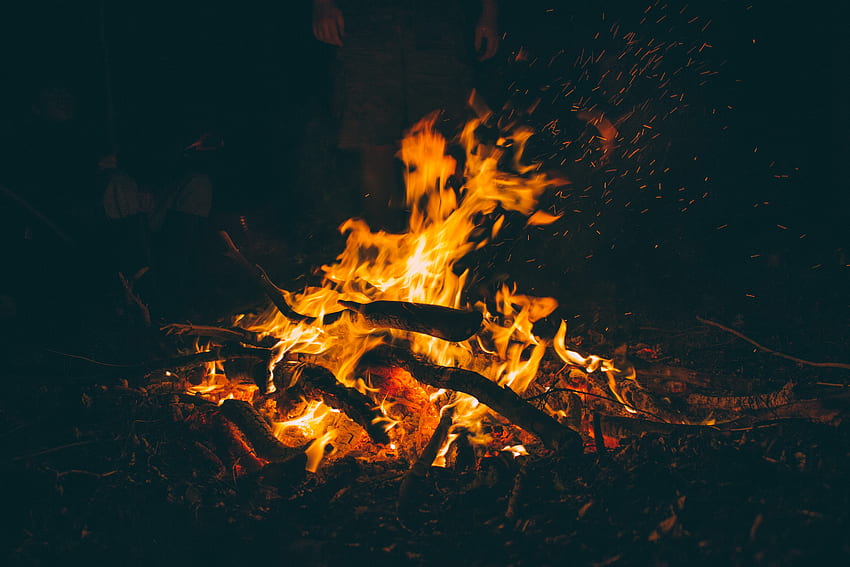 Fire, Bonfire, Dark, Firewood, Ash HD wallpaper