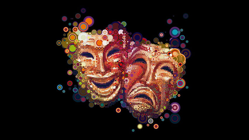 Abstract, Masks, Multicolored, Motley, Colourful, Colorful, Emotions HD wallpaper