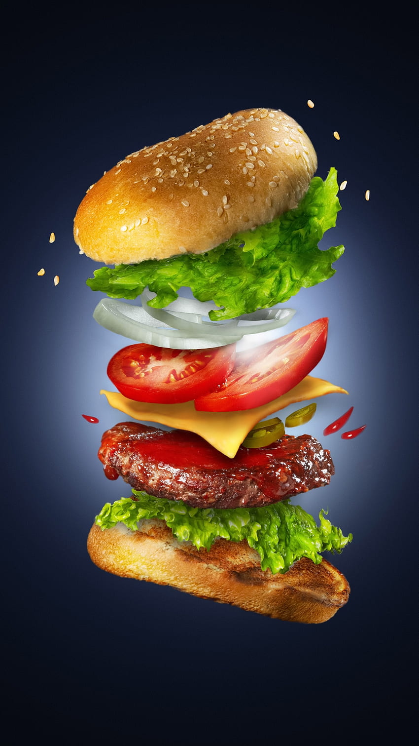 Hambúrguer, vegetais de folha, gráfico, carne, comida Papel de parede de celular HD
