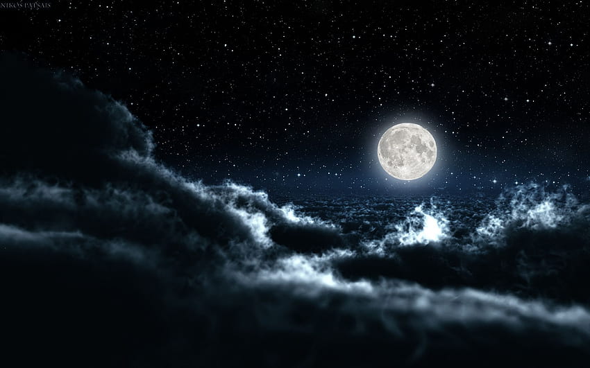 Cielo nocturno con alta definición, cielo nocturno nublado fondo de pantalla